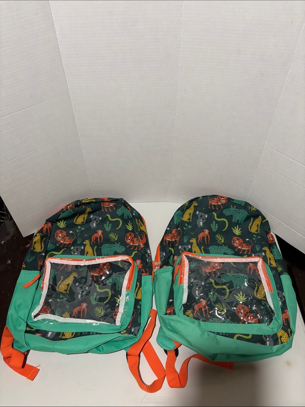Kids Animal Print Green Backpack with Orange Accents - Unbranded